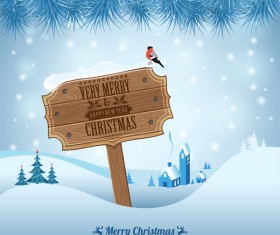 Christmas background with wooden board sign vector 11