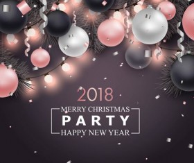 Christmas ball with 2018 new year party template vector