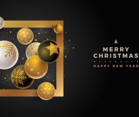 Christmas ball with new year black background vector 01