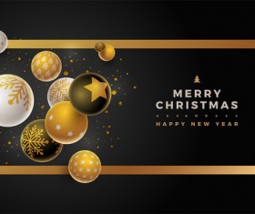 Christmas ball with new year black background vector 02