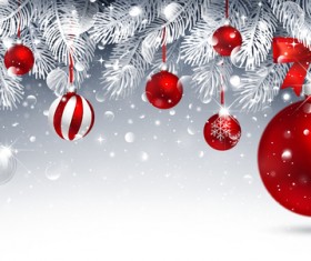 Christmas balls decor background with fir vector