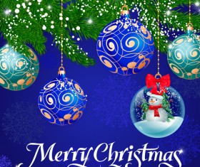 Christmas balls decor with crystal ball vector material