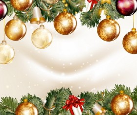 Christmas balls with spruce branches illustration vector 01