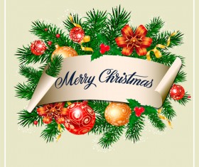 Christmas banner with xmas decorative ornaments vector