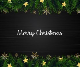 Christmas black background with fir border vector