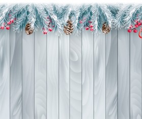 Christmas board with branch of tree and wooden sign vector