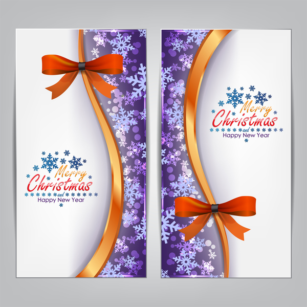 Christmas bows banners design vector 01