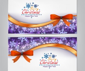 Christmas bows banners design vector 02