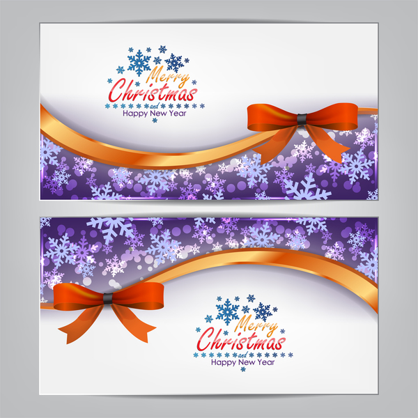 Christmas bows banners design vector 02