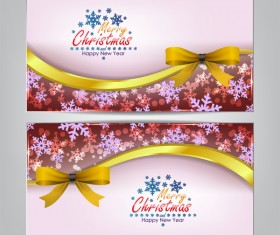 Christmas bows banners design vector 03