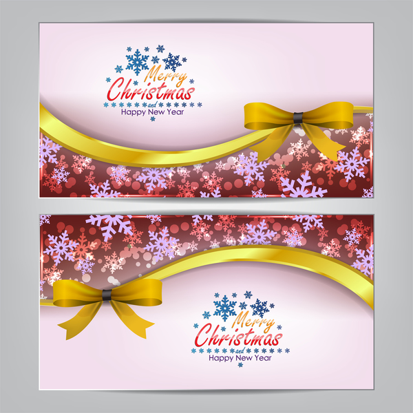 Christmas bows banners design vector 03
