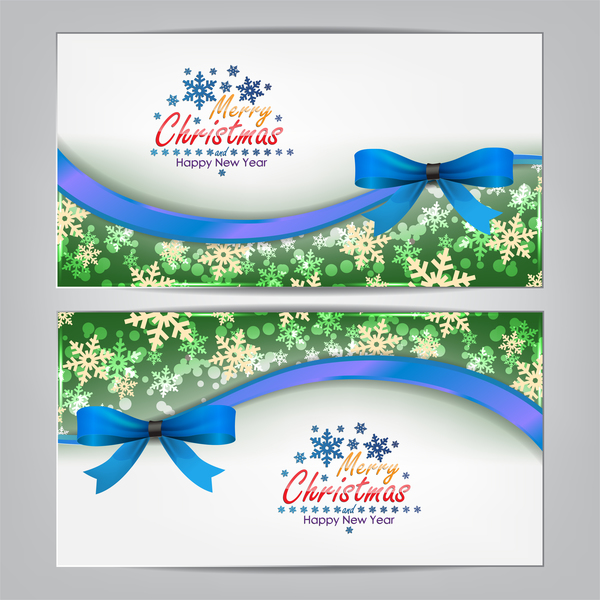 Christmas bows banners design vector 04