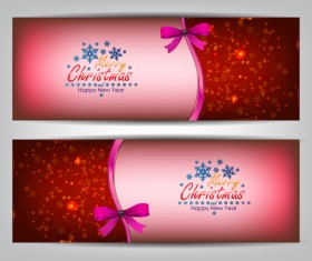 Christmas bows banners design vector 07