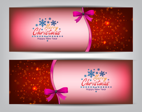 Christmas bows banners design vector 07