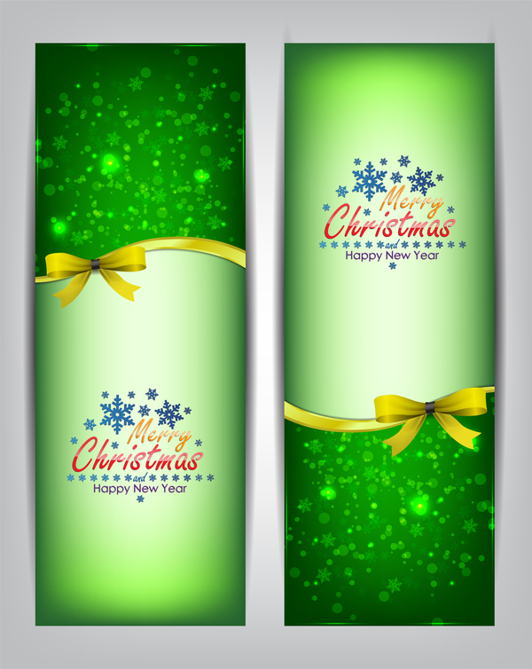 Christmas bows banners design vector 09