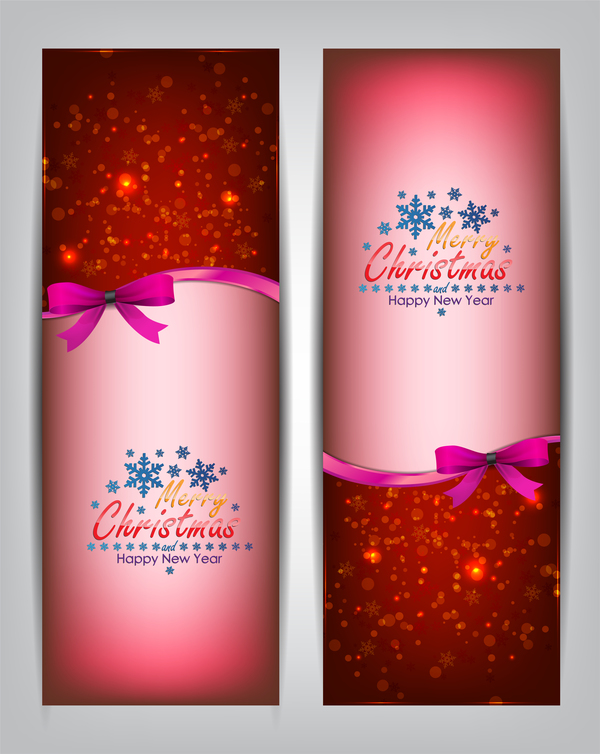 Christmas bows banners design vector 10