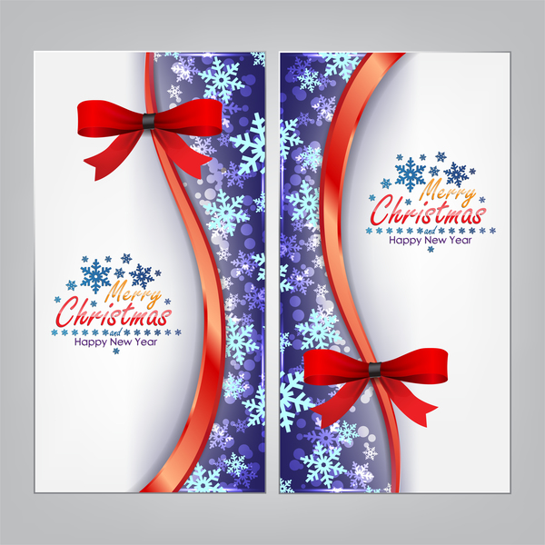 Christmas bows banners design vector 11