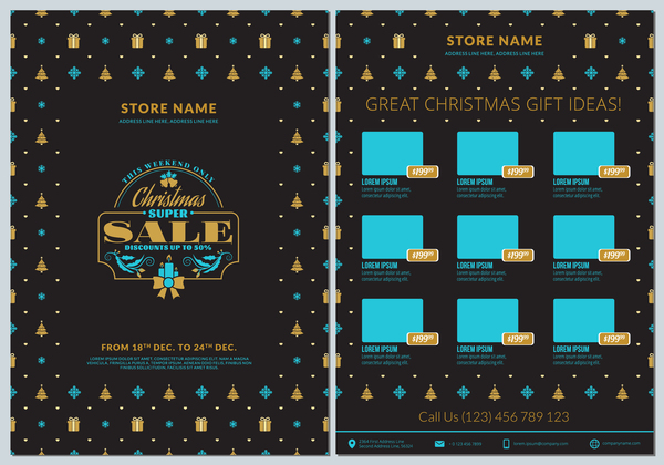 Christmas brochure template with gift card vector 01