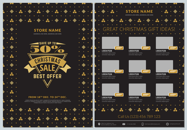 Christmas brochure template with gift card vector 02