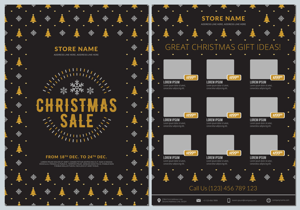 Christmas brochure template with gift card vector 03