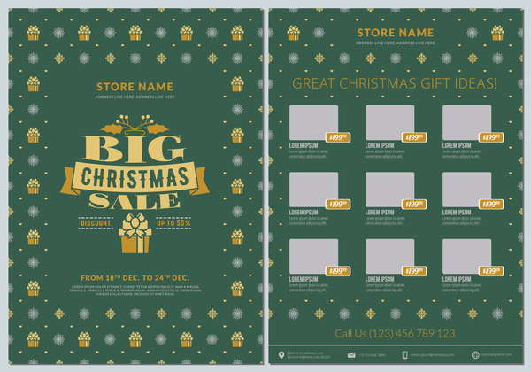 Christmas brochure template with gift card vector 04