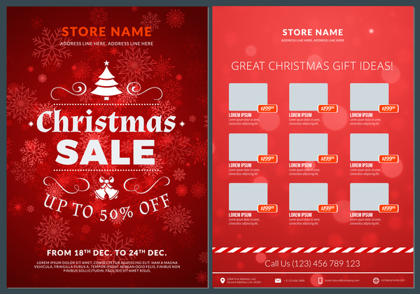 Christmas brochure template with gift card vector 05
