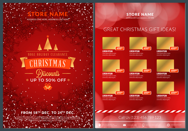 Christmas brochure template with gift card vector 06