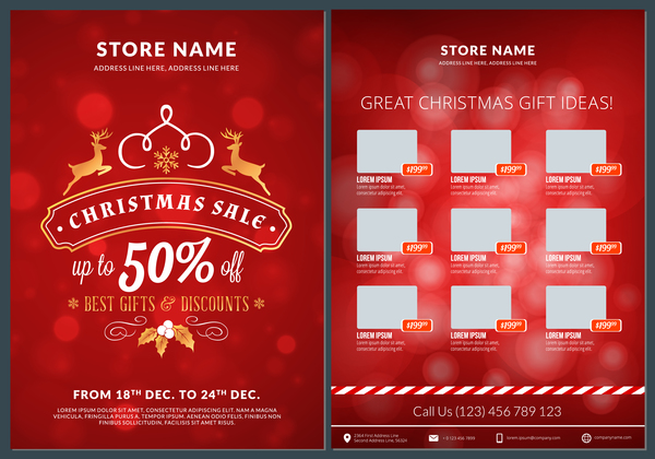 Christmas brochure template with gift card vector 09