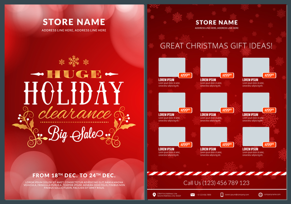 Christmas brochure template with gift card vector 10