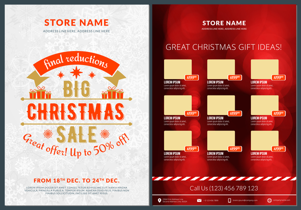 Christmas brochure template with gift card vector 12