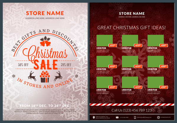 Christmas brochure template with gift card vector 14
