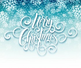 Christmas calligraphy design with snow background vector
