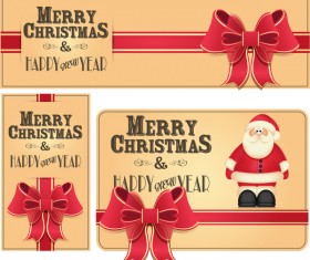 Christmas card with xmas banner and red bow vector