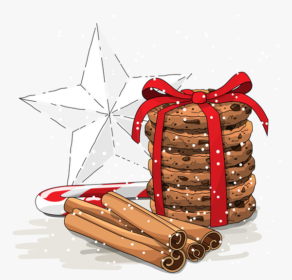 Christmas cookies food design vector 01