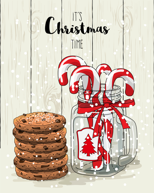 Christmas cookies food design vector 04