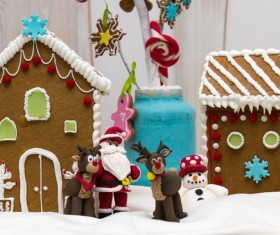 Christmas cookies house and trinkets Stock Photo