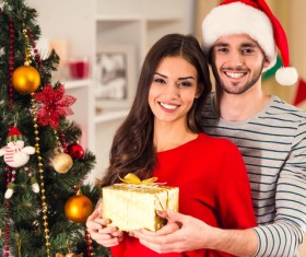 Christmas couple together Stock Photo