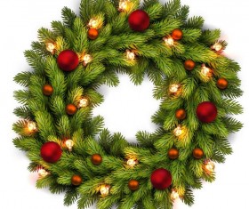 Christmas fir-tree wreath with white background vector