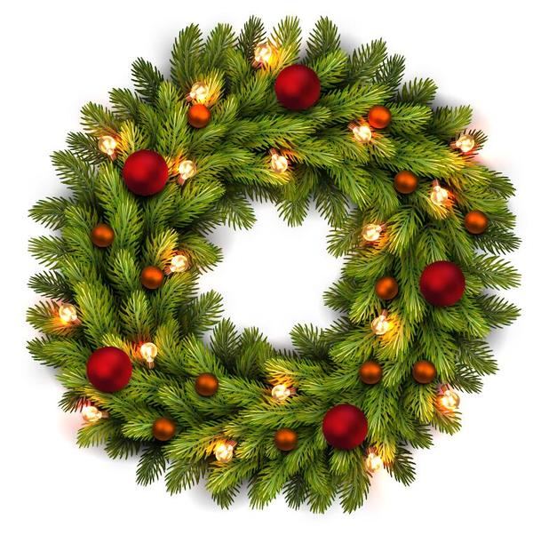 Christmas fir-tree wreath with white background vector