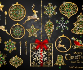 Christmas golden decor design elements vector 02