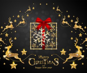 Christmas golden decor design elements vector 03