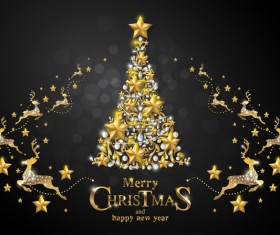 Christmas golden decor design elements vector 05