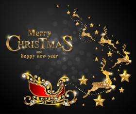 Christmas golden decor design elements vector 06