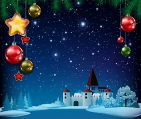 Christmas greeting card with panorama of city vector 07