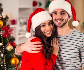 Christmas happy couple Stock Photo 02