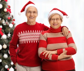 Christmas happy older couples Stock Photo