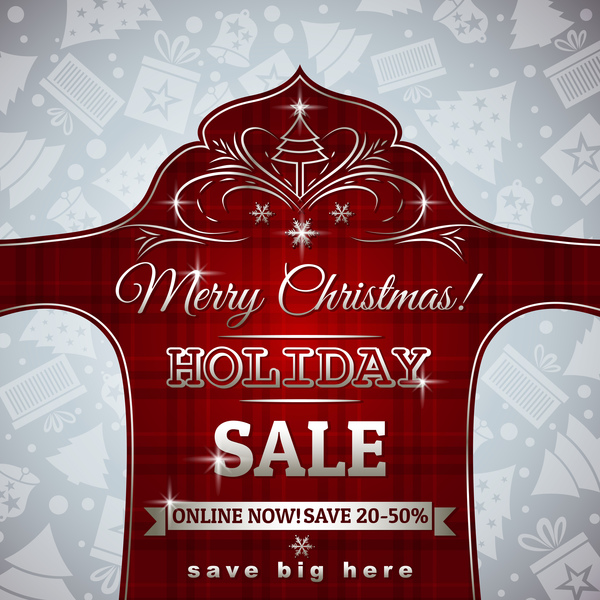 Christmas holiday discount sale red background vector 01