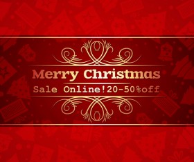 Christmas holiday discount sale red background vector 02