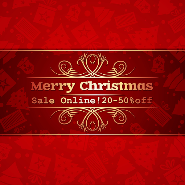 Christmas holiday discount sale red background vector 02