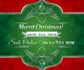 Christmas holiday discount sale red background vector 04